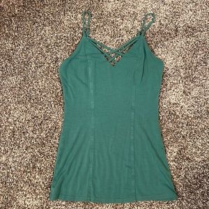 BKE Green Cross Strap Camisole Tank